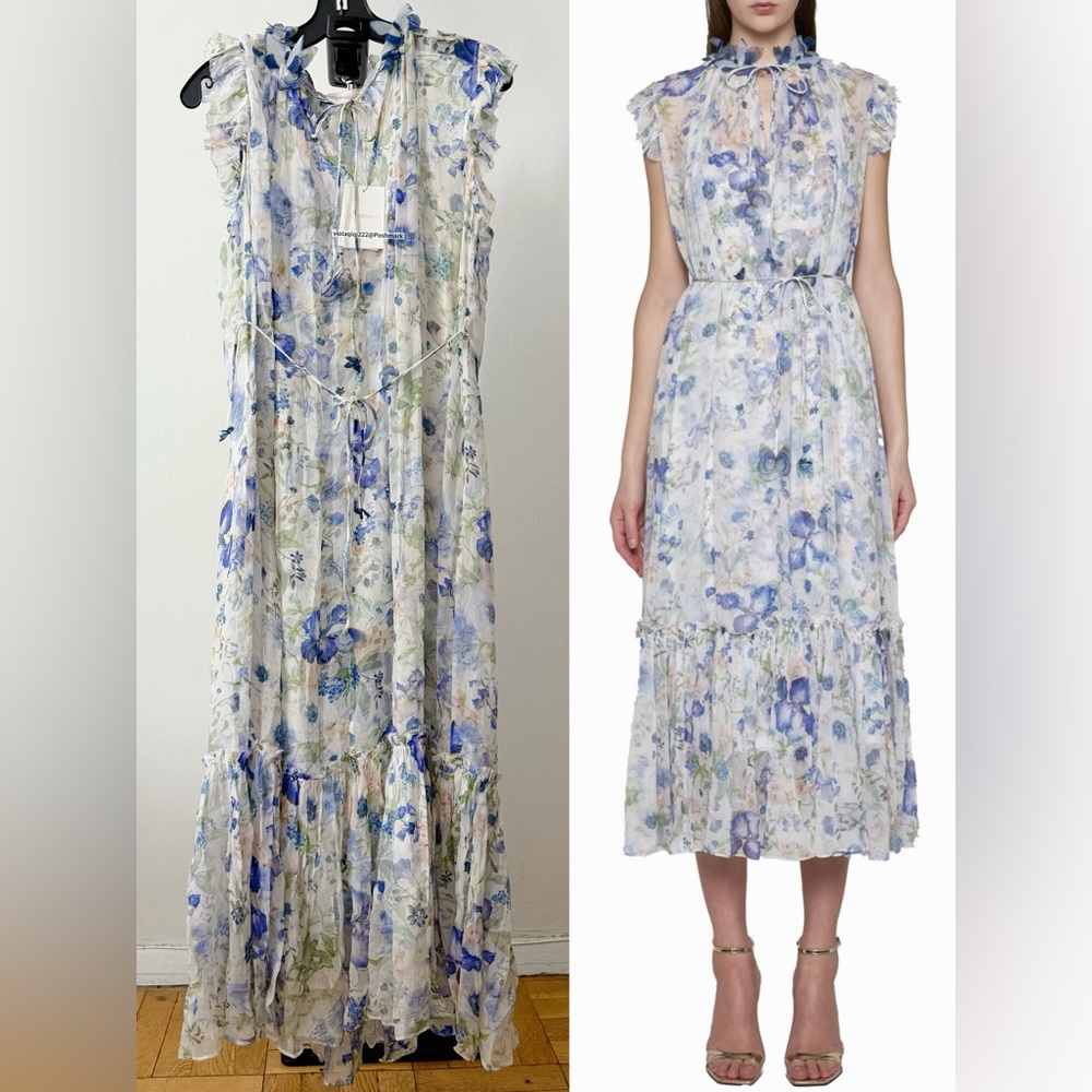 NWT Zimmermann Dress|Zimmermann Butterfly Natura Midi Dress Flutter (AU 3/US 10)